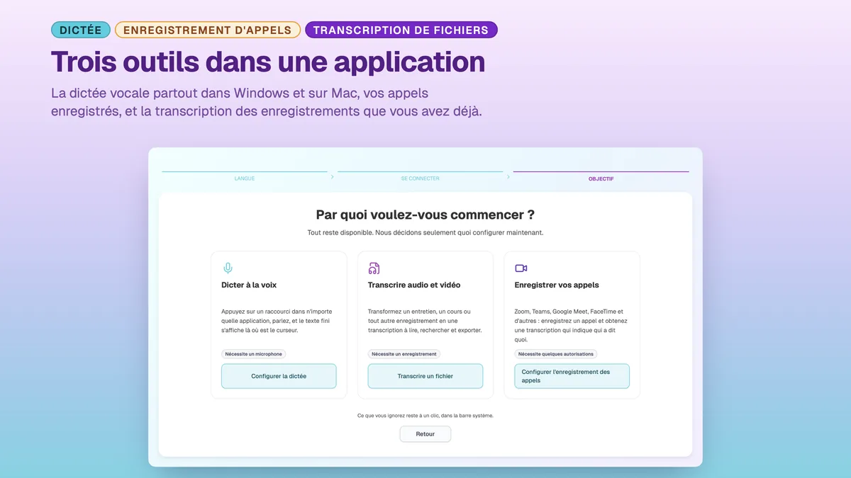 SayToType : choisir entre la dictée vocale, l'enregistrement d'appels et la transcription de fichiers
